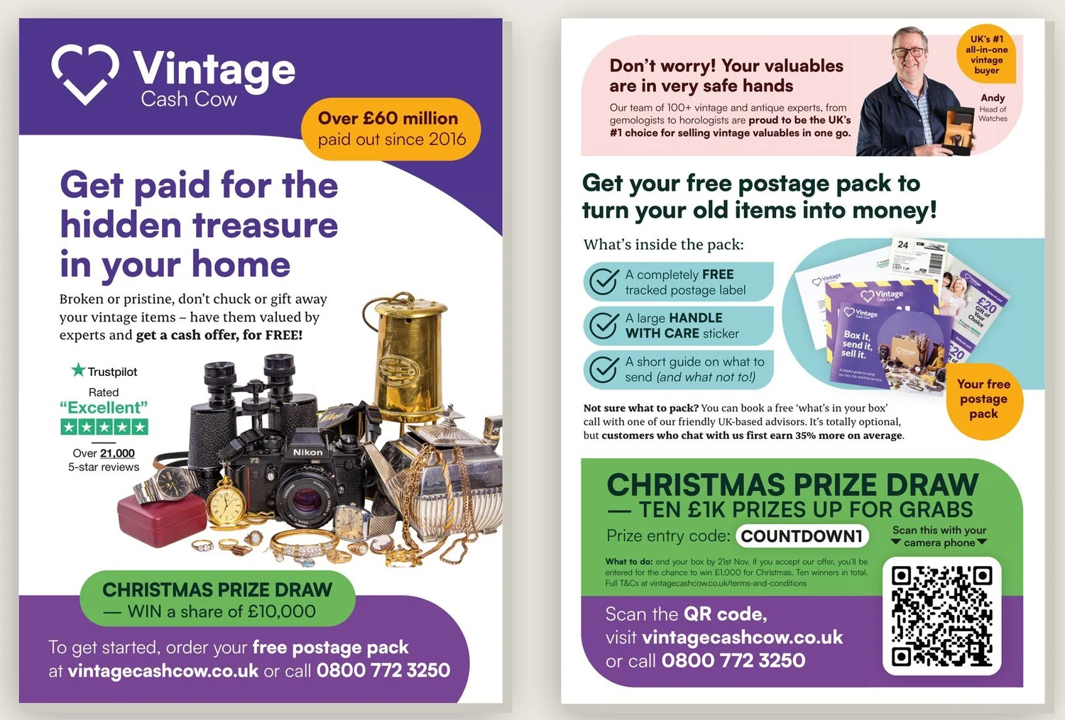 The leaflet's front and back. The front reads: Get paid for the hidden treasure in your home.