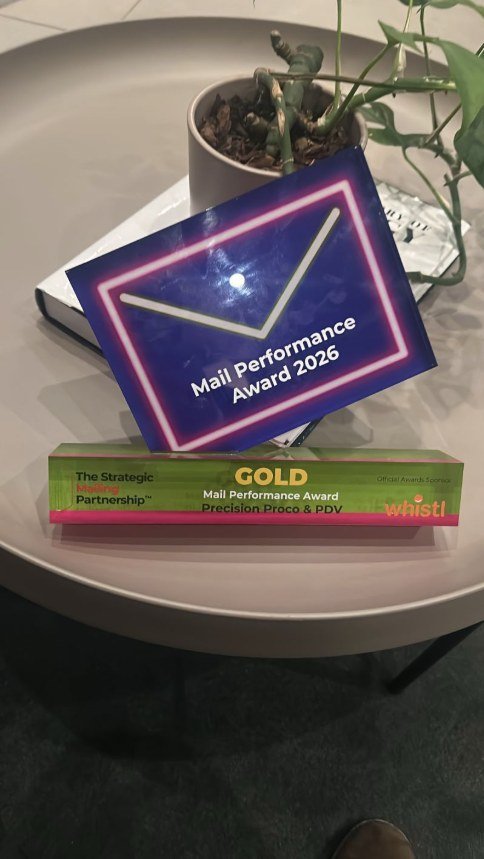 The Gold trophy for Mail Performance, awarded to Precision Proco and PDV.