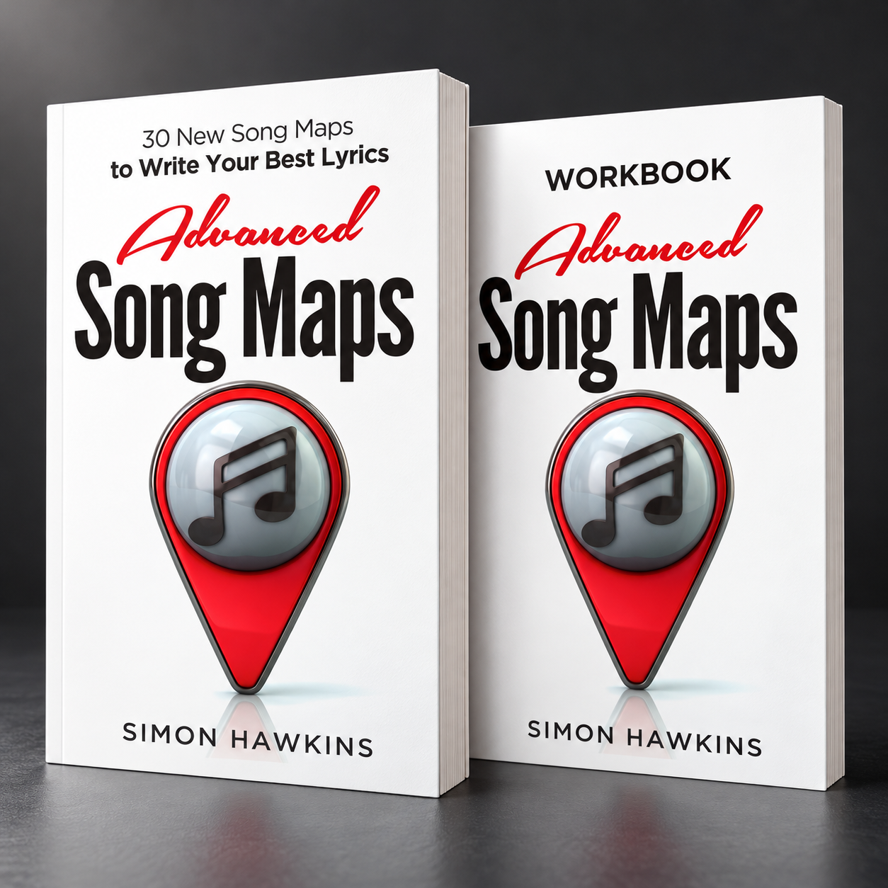 Advanced Song Maps and its companion workbook by Simon Hawkins, shown together as three-dimensional books