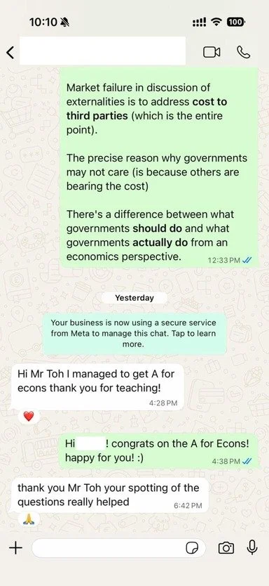 Student WhatsApp message sharing A-Level results