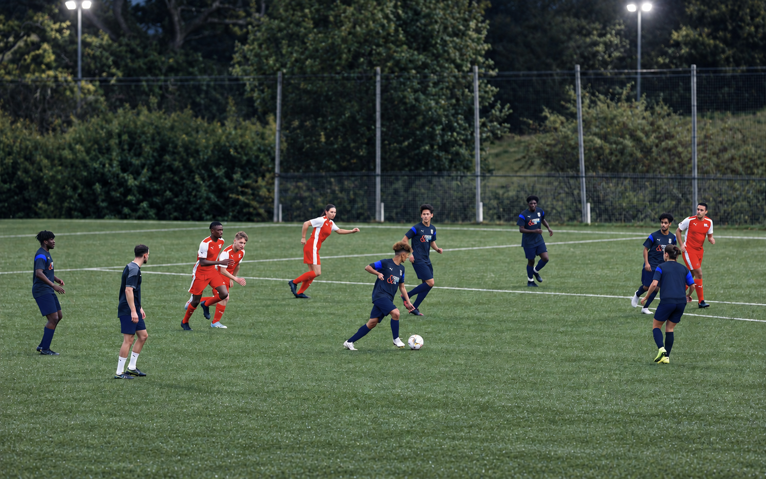Swerve players competing in a football match