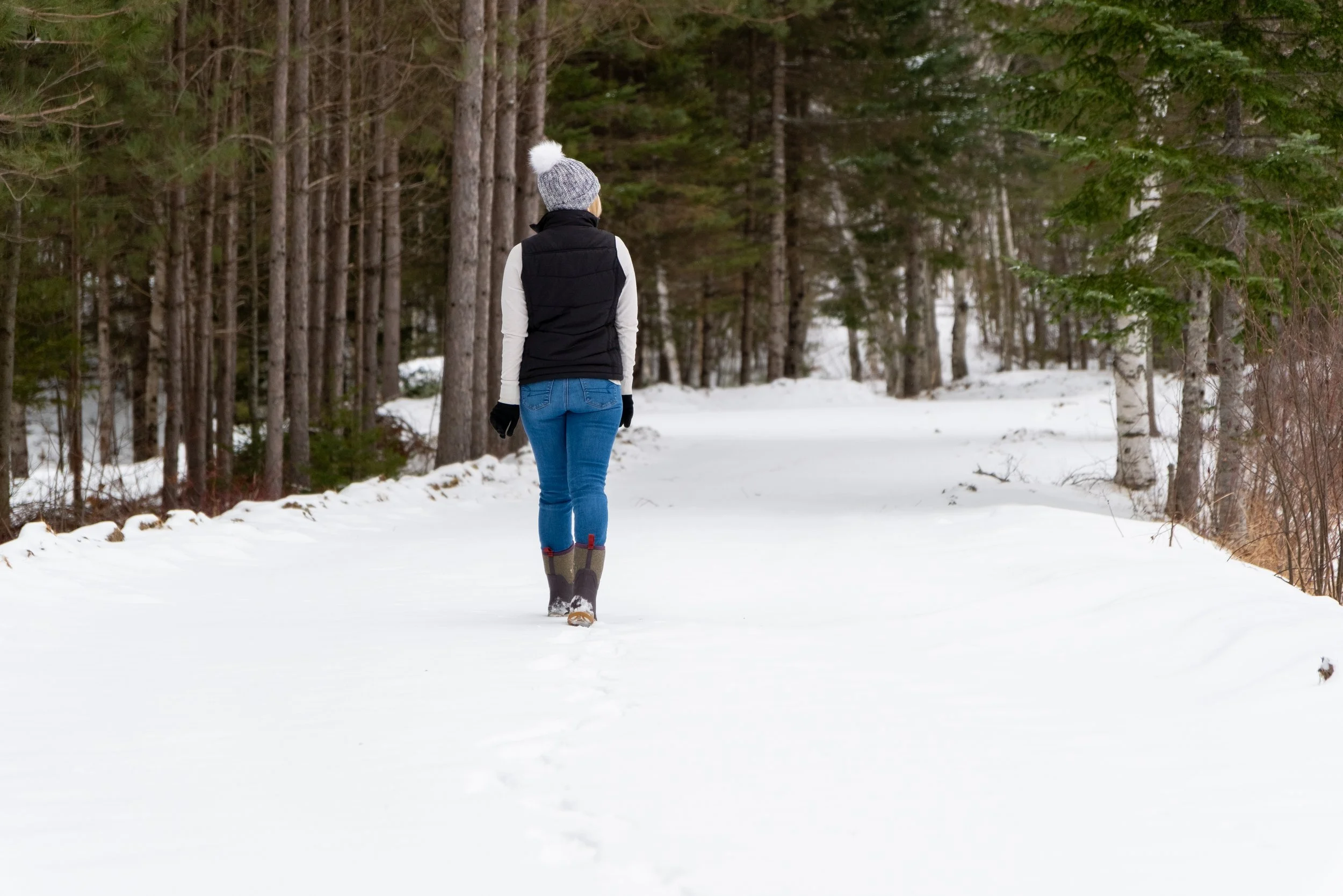 Winter walk on a snowy path