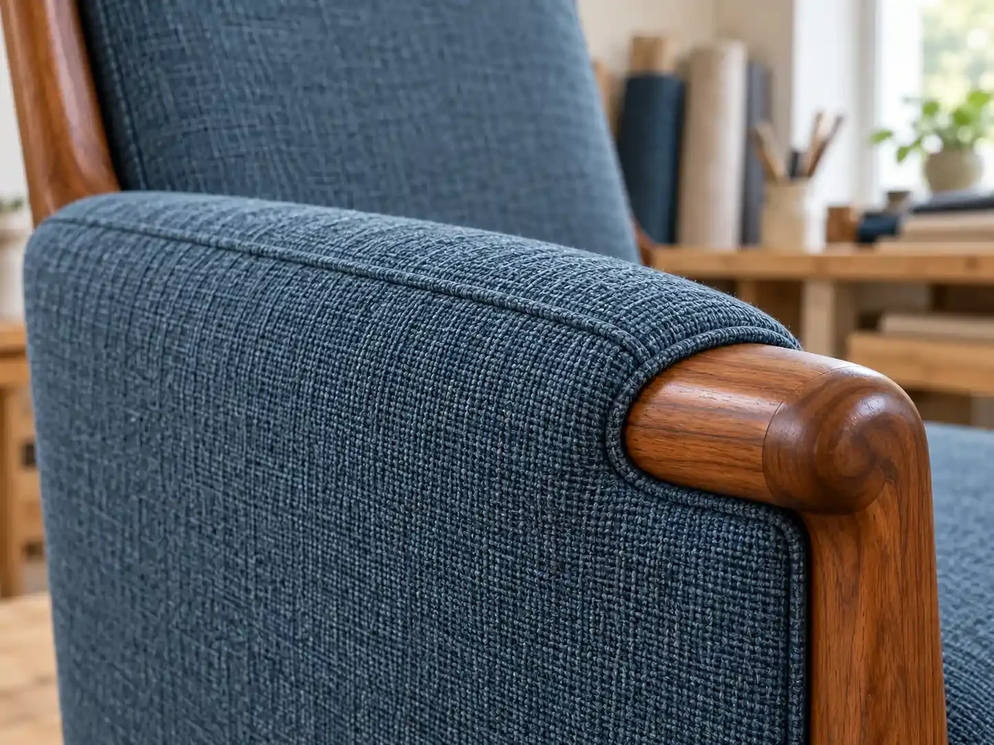 Detail van nieuwe meubelbekleding
