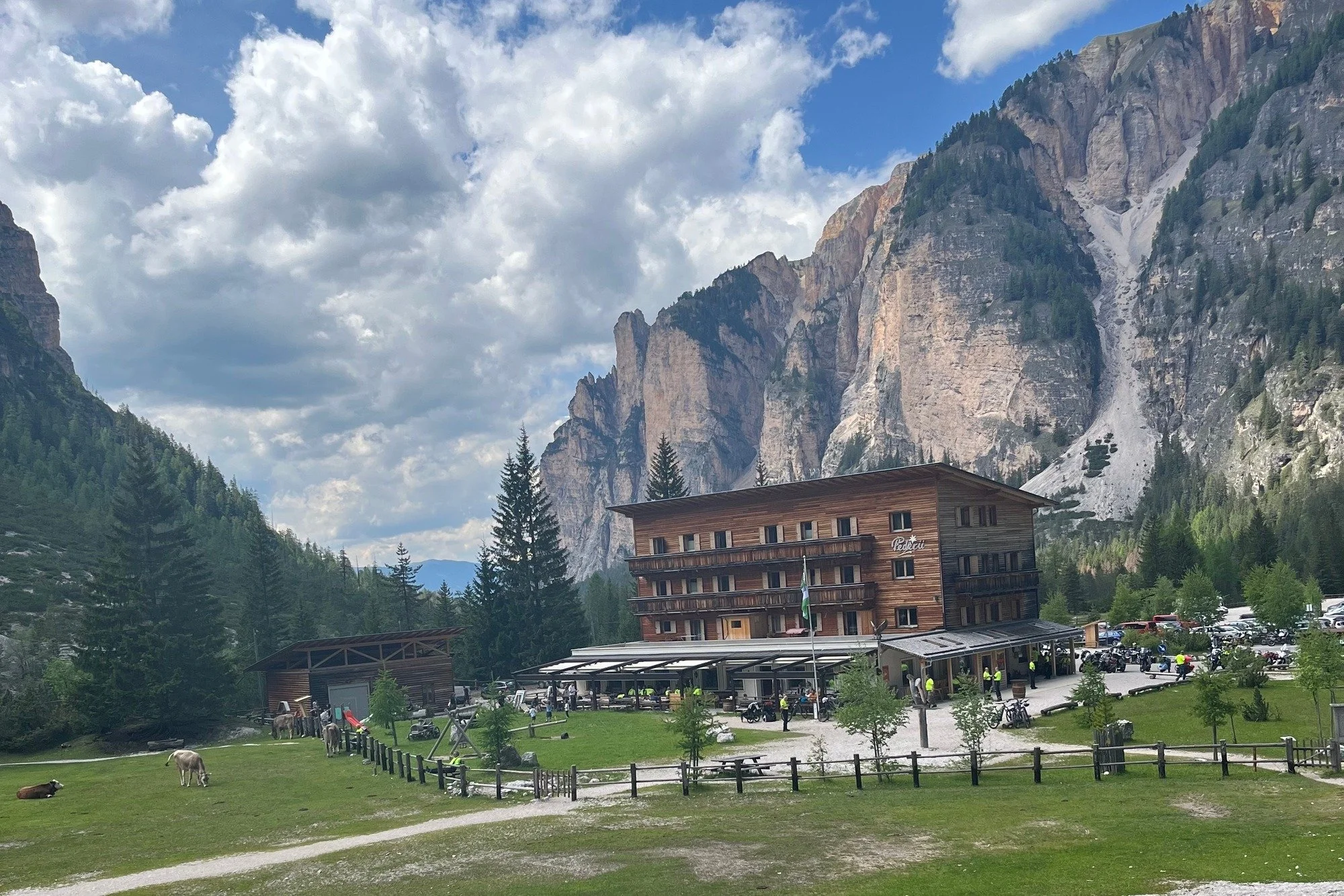Family hiking in the Dolomites