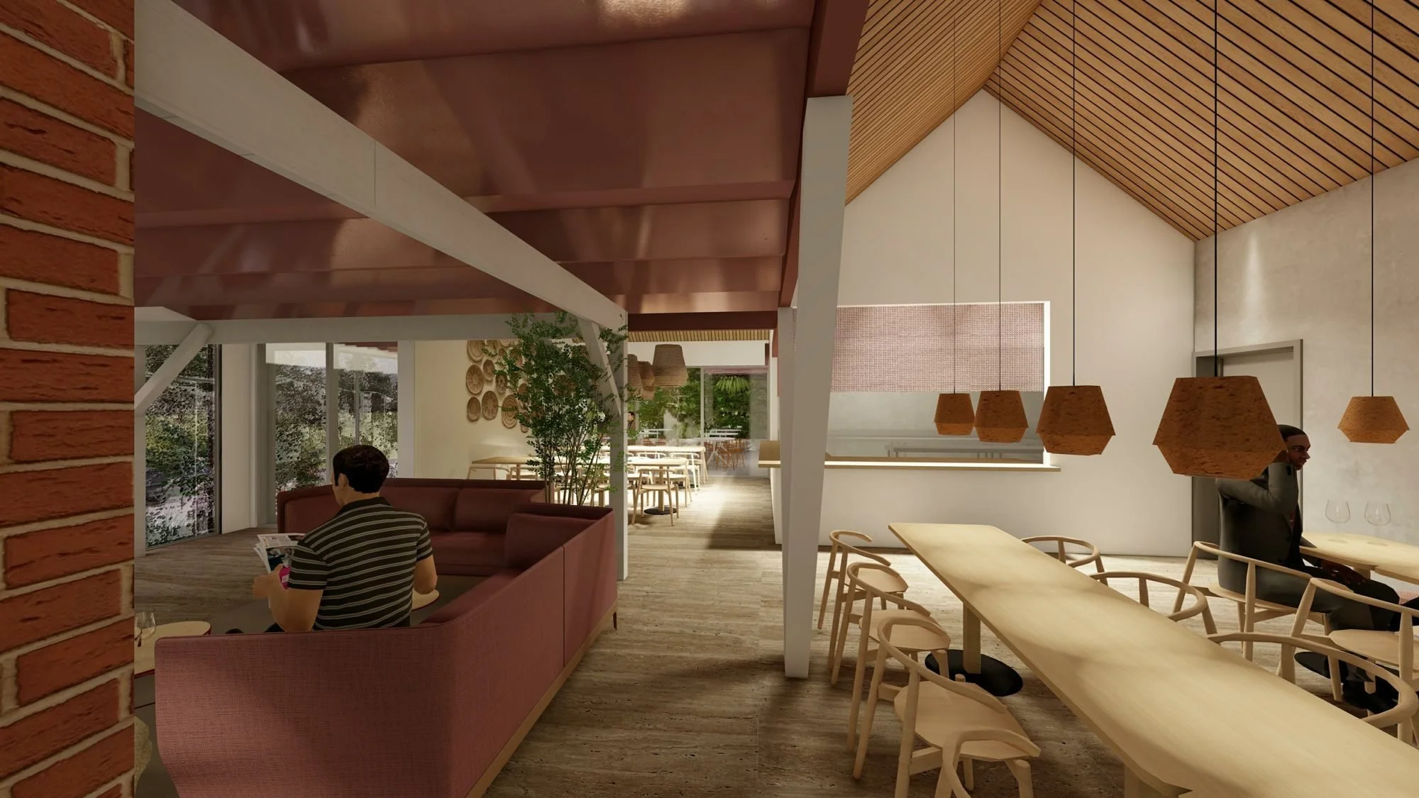 Render of the entry and banquette seating
