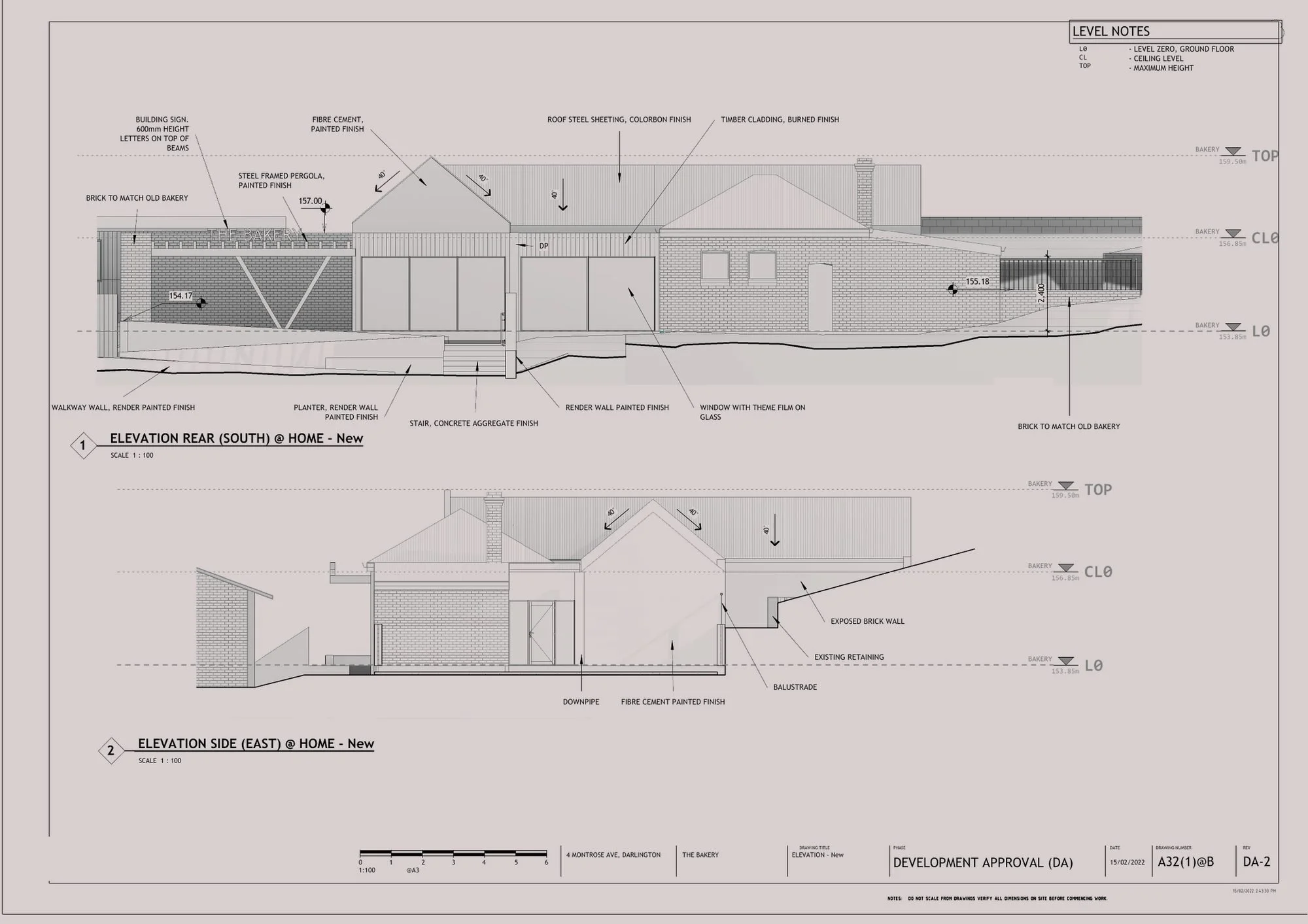 Rear and east elevations