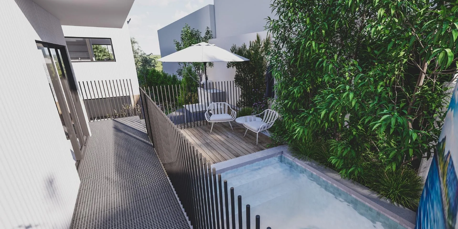 Concept render of the plunge pool deck