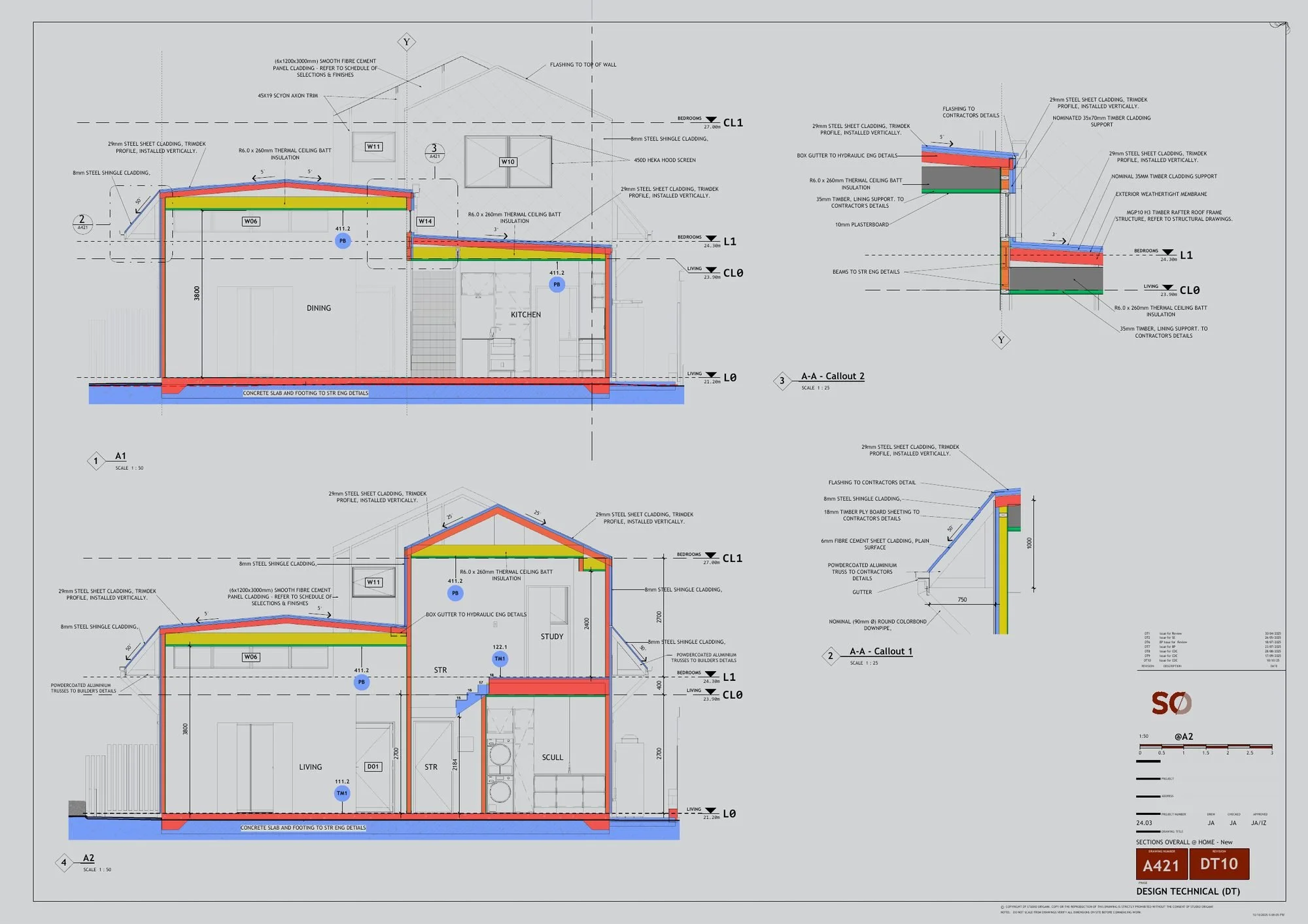 Sections and callout details sheet