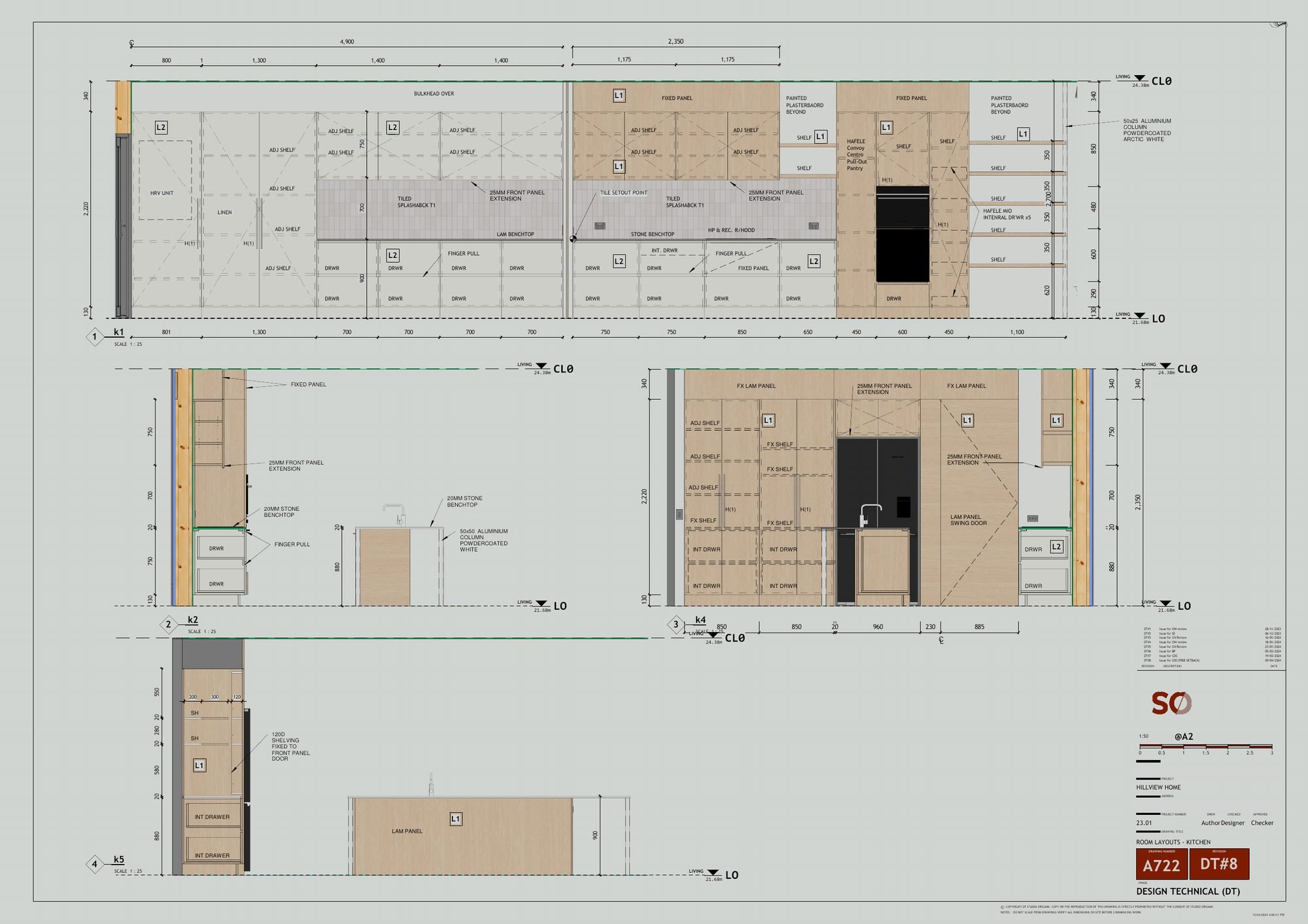 Kitchen joinery elevations sheet