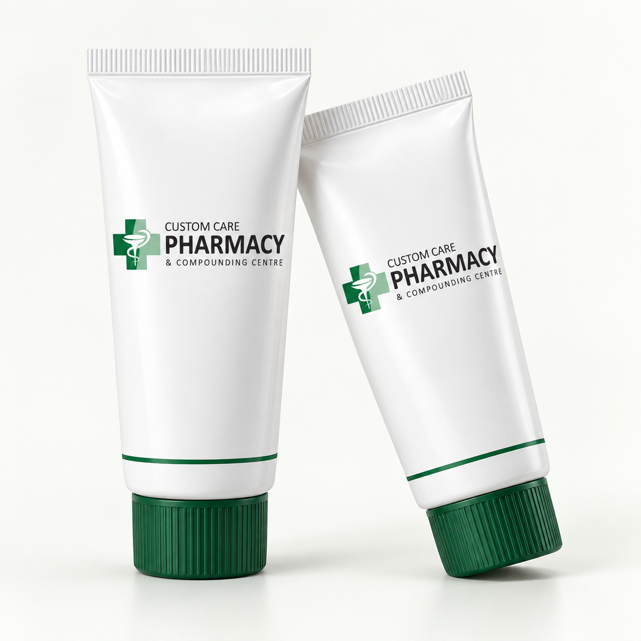 Illustrative Custom Care branded cream tubes