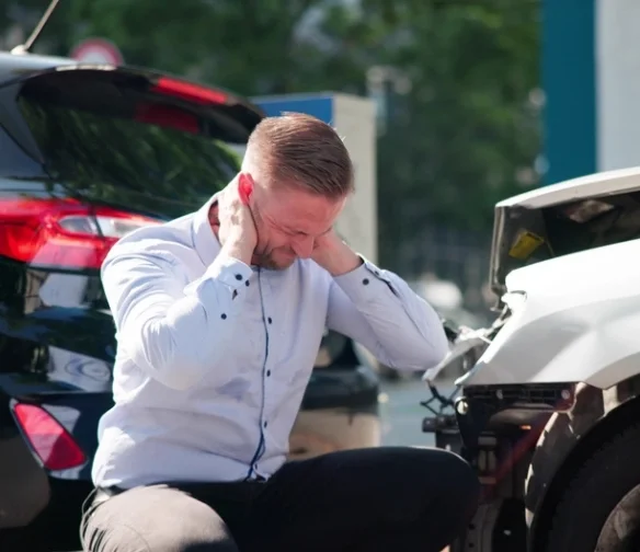 Car accident doctor the greens oklahoma city - man holding his neck and back in pain after a collision