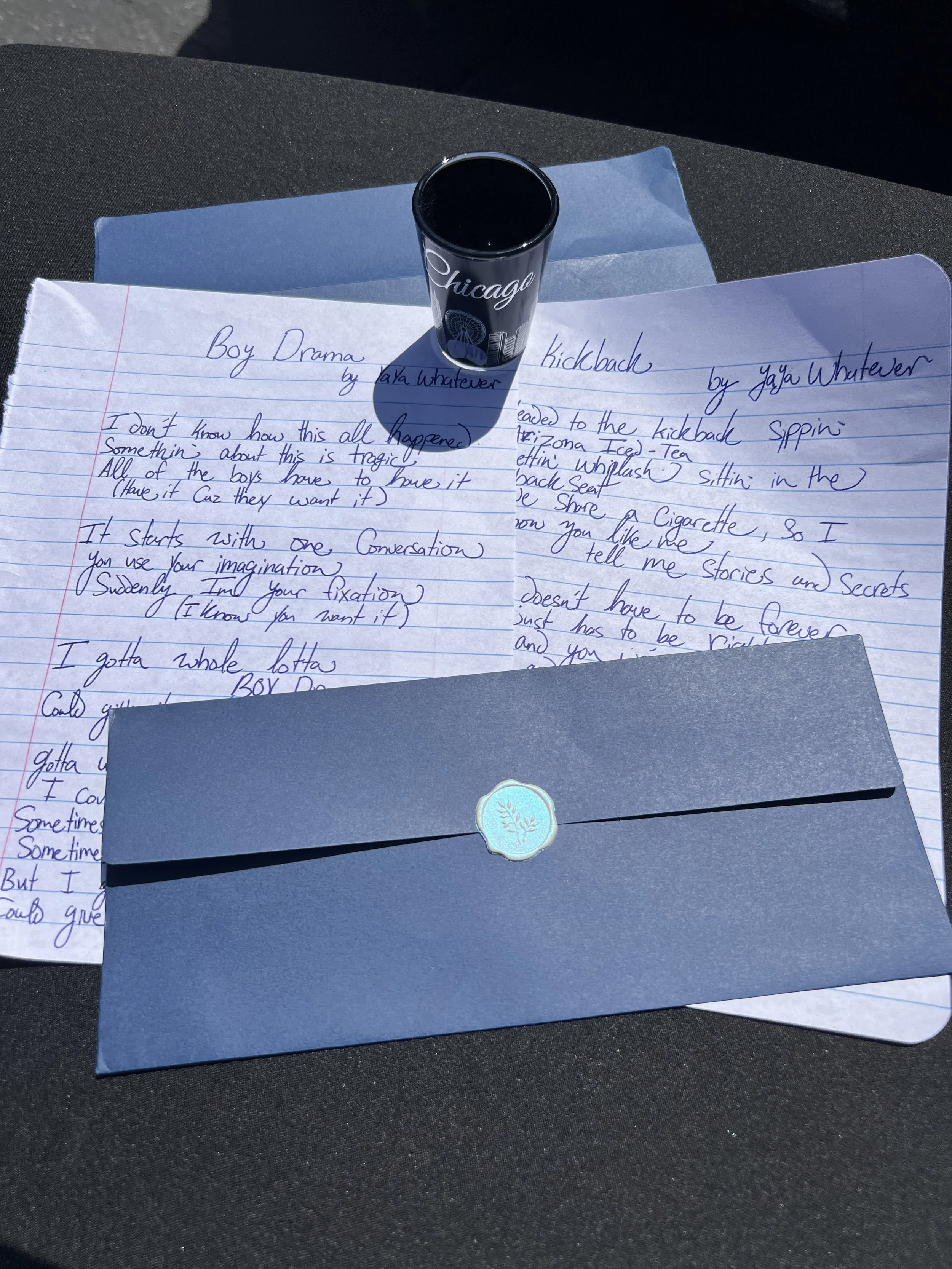 Handwritten lyrics