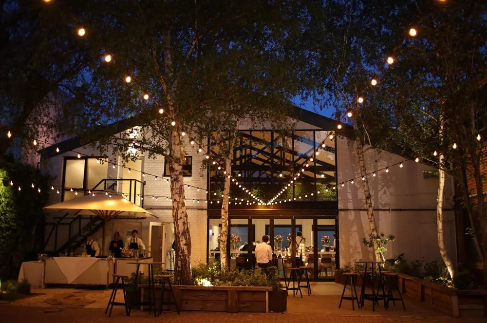 Courtyard and warehouse event space at Butler Lane in Richmond