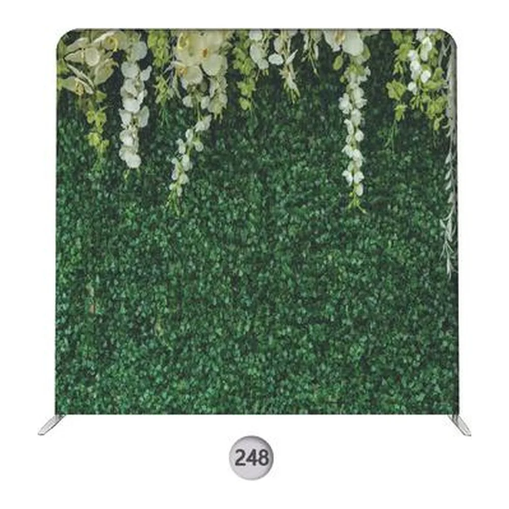 Backdrop 248, greenery backdrop with cascading white florals