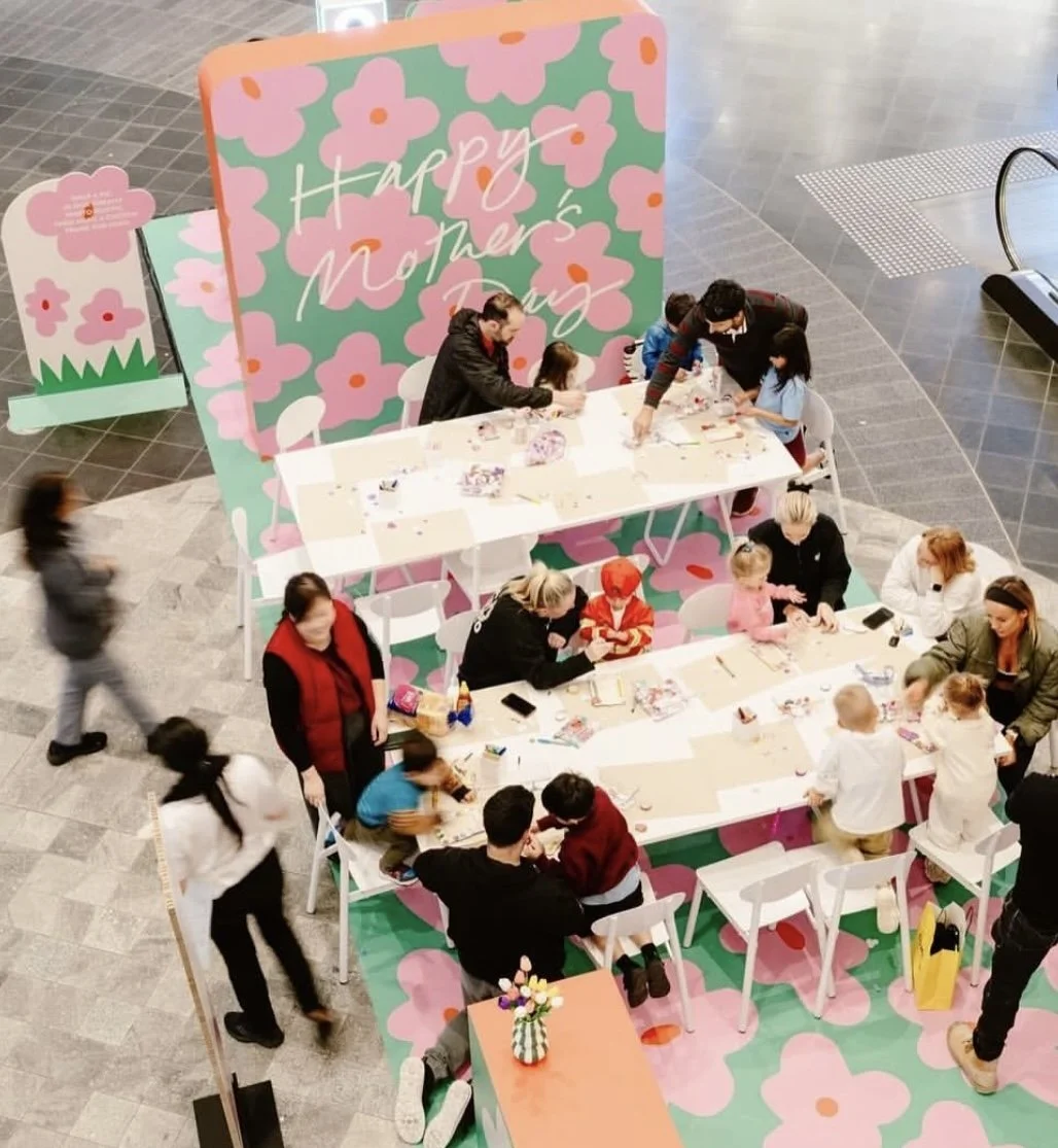Busy Westfield Knox Mother’s Day craft workshop with families participating