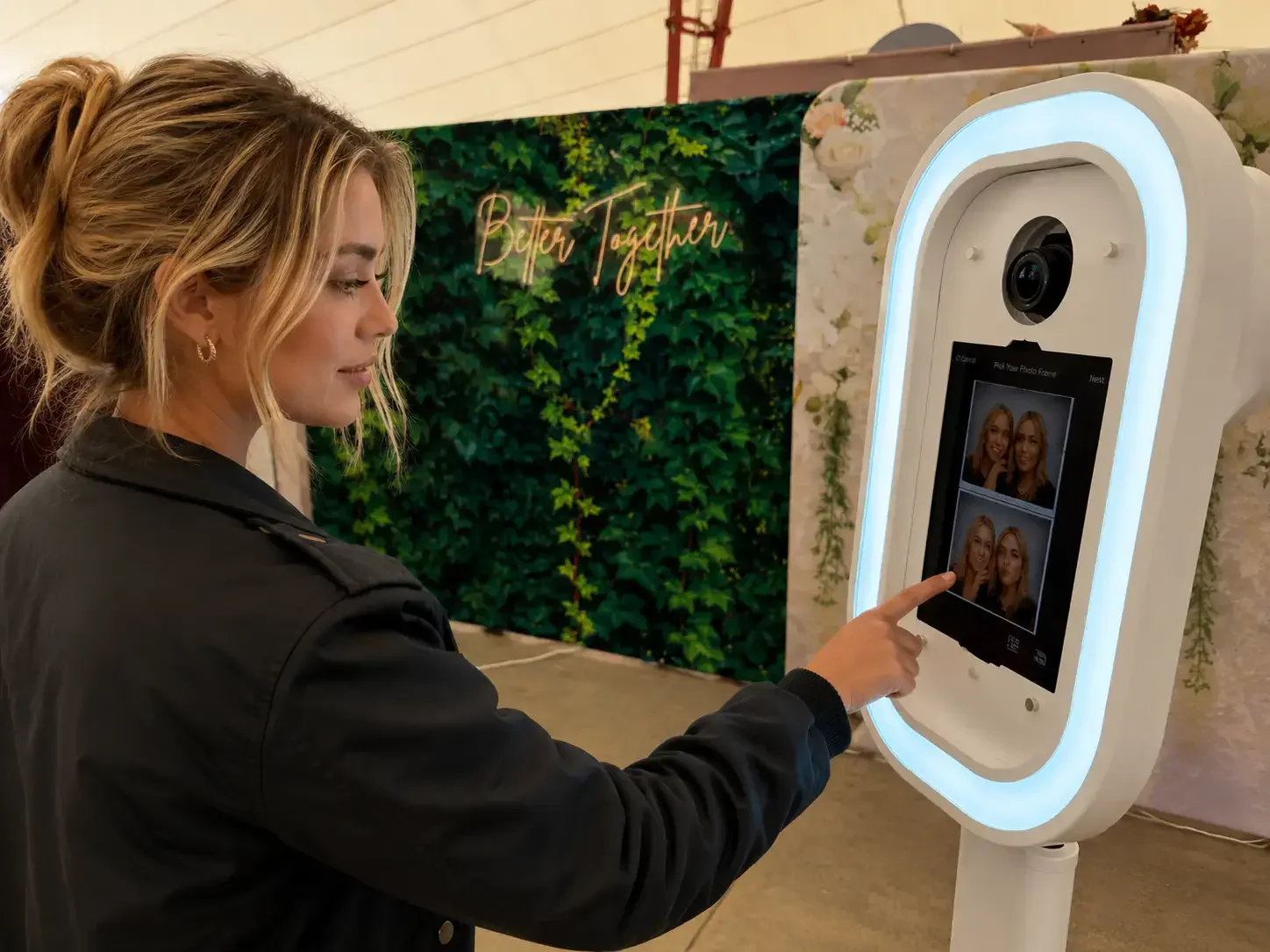 GIF booth hire setup in Melbourne with digital sharing screen