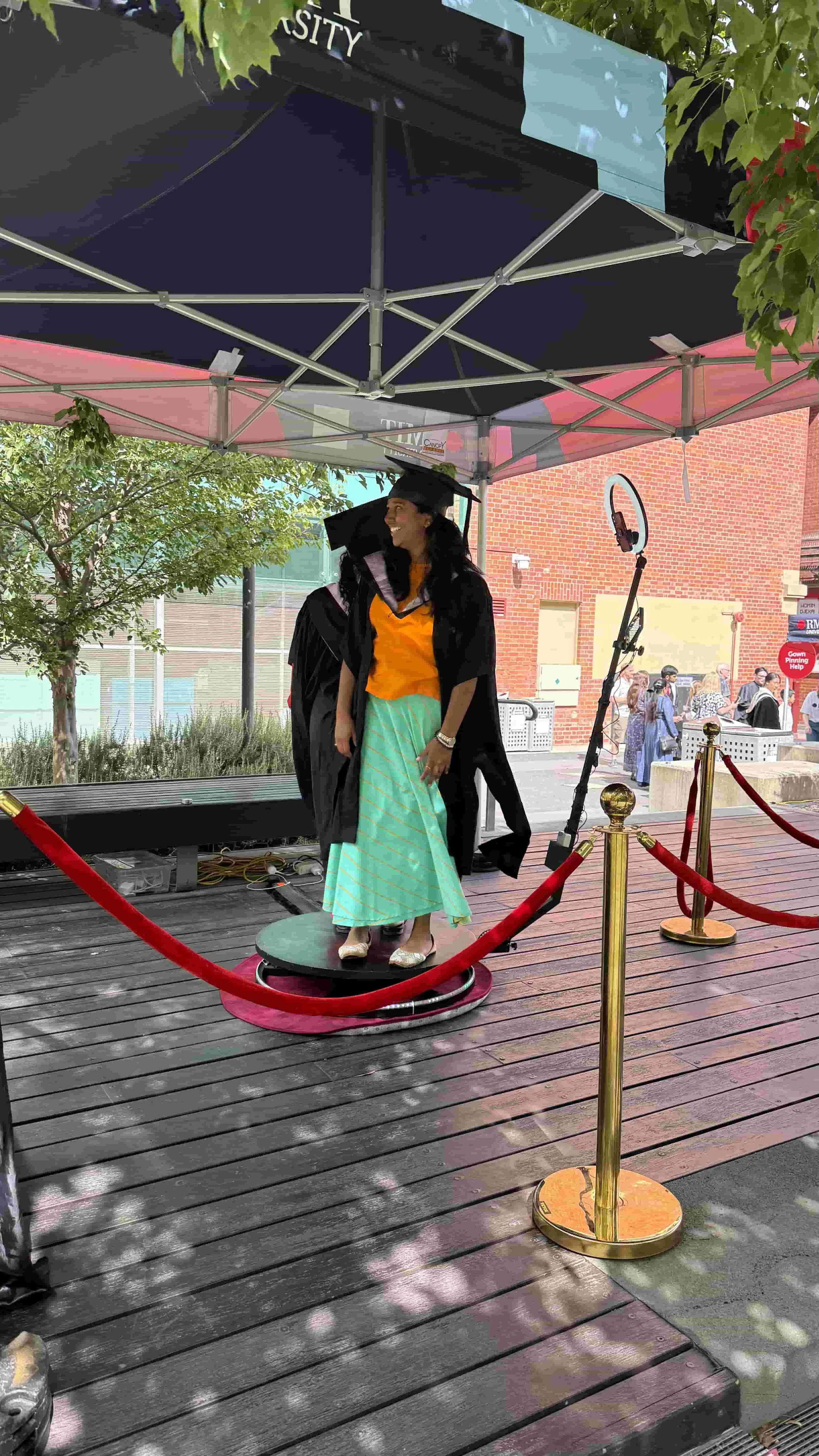 RMIT graduation activation with three open air photo booths and two 360 video booths