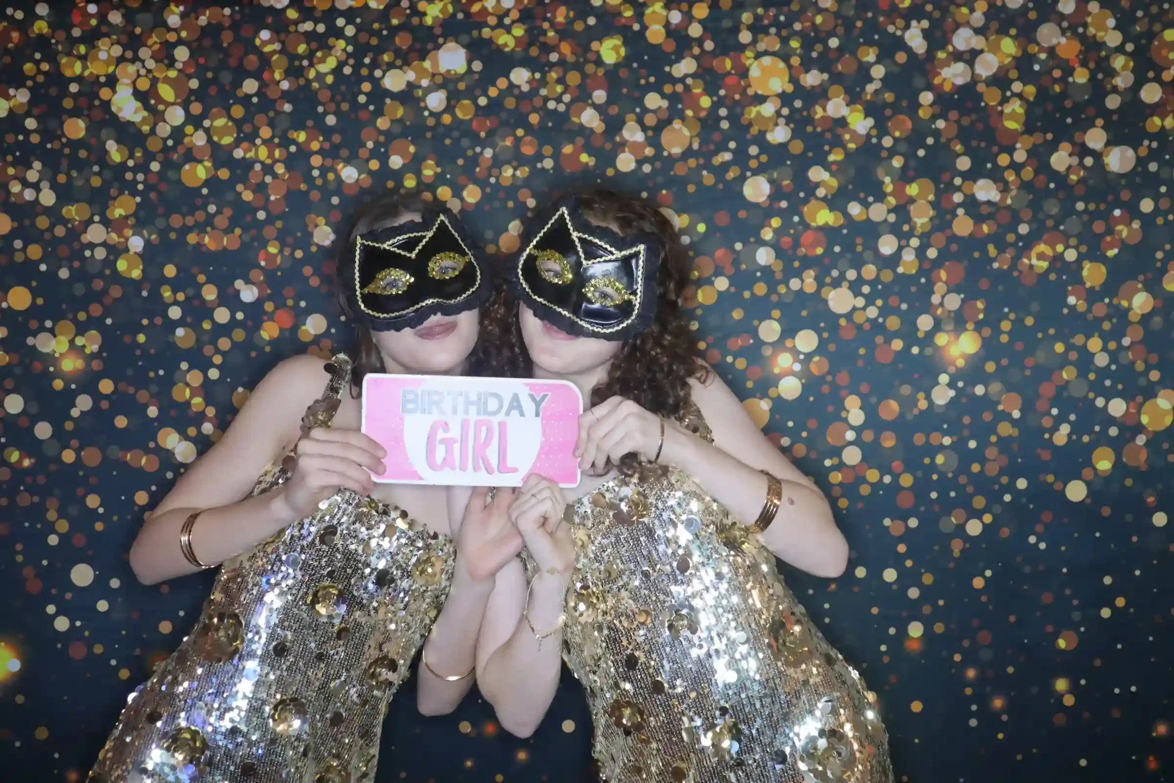 Teen birthday photo booth hire Melbourne setup with colourful party backdrop