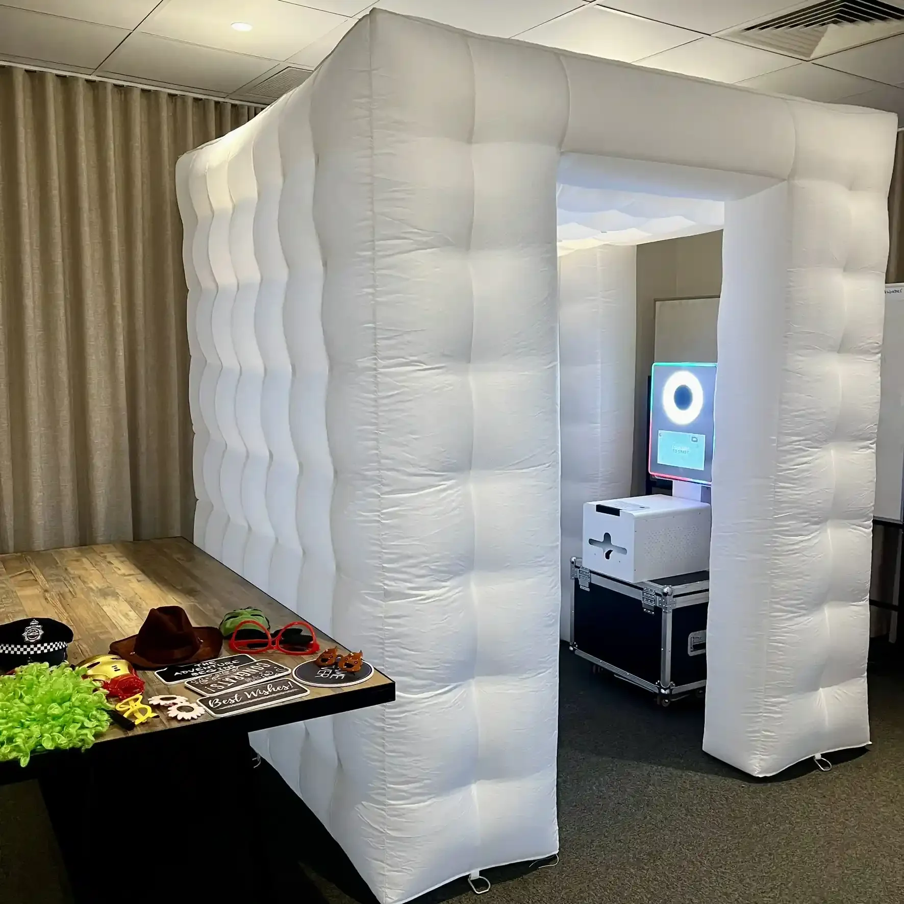 Bubble enclosed photo booth hire setup in Melbourne