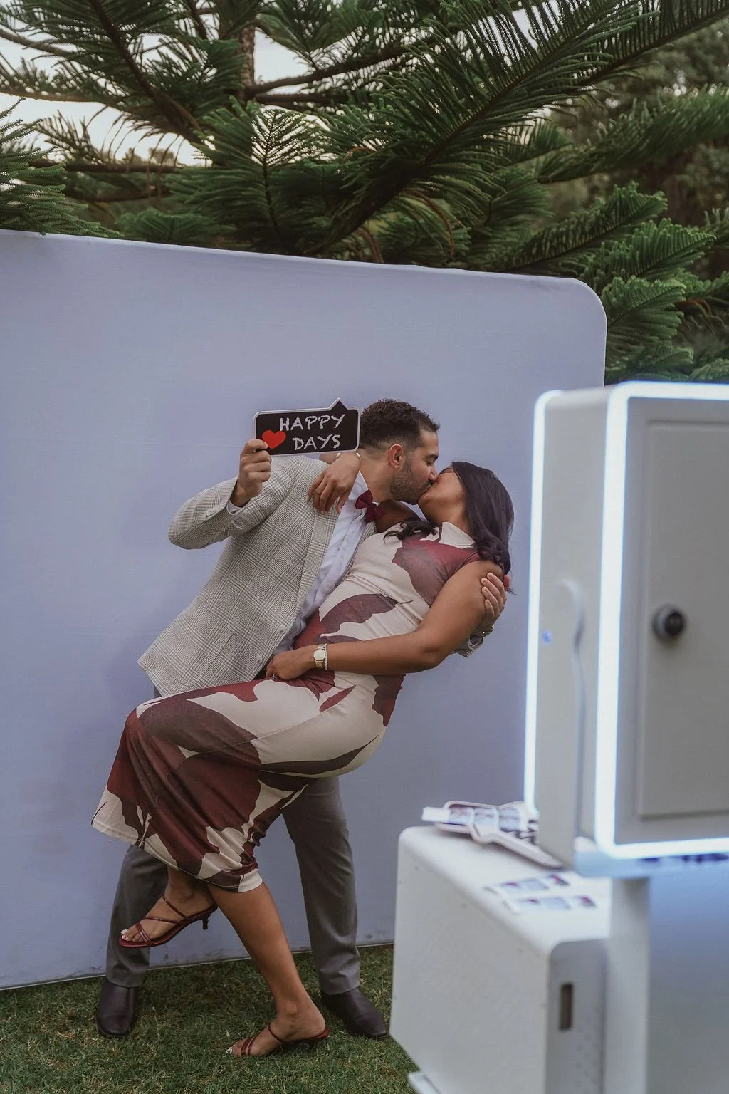 Open air wedding photo booth hire Melbourne with printed photo strips
