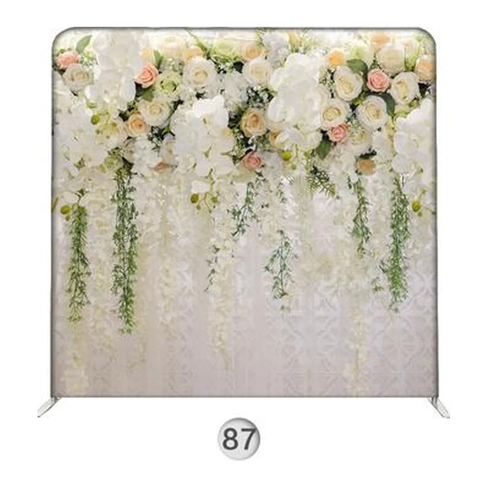 Backdrop 87, white floral arch photo booth backdrop