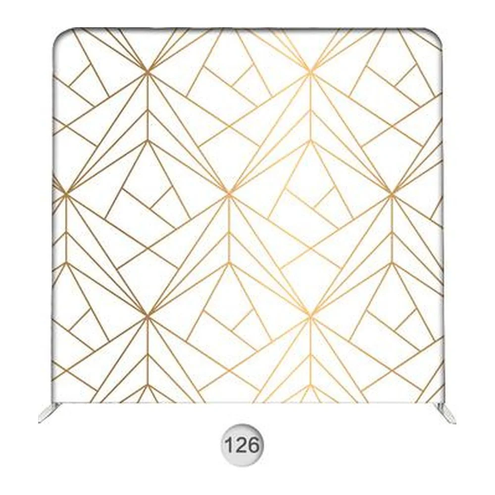 Backdrop 126, white and gold geometric photo booth backdrop