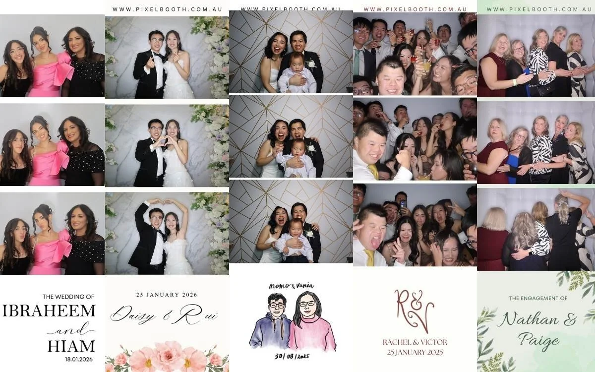 Custom wedding photo strip design Melbourne by Pixel Booth