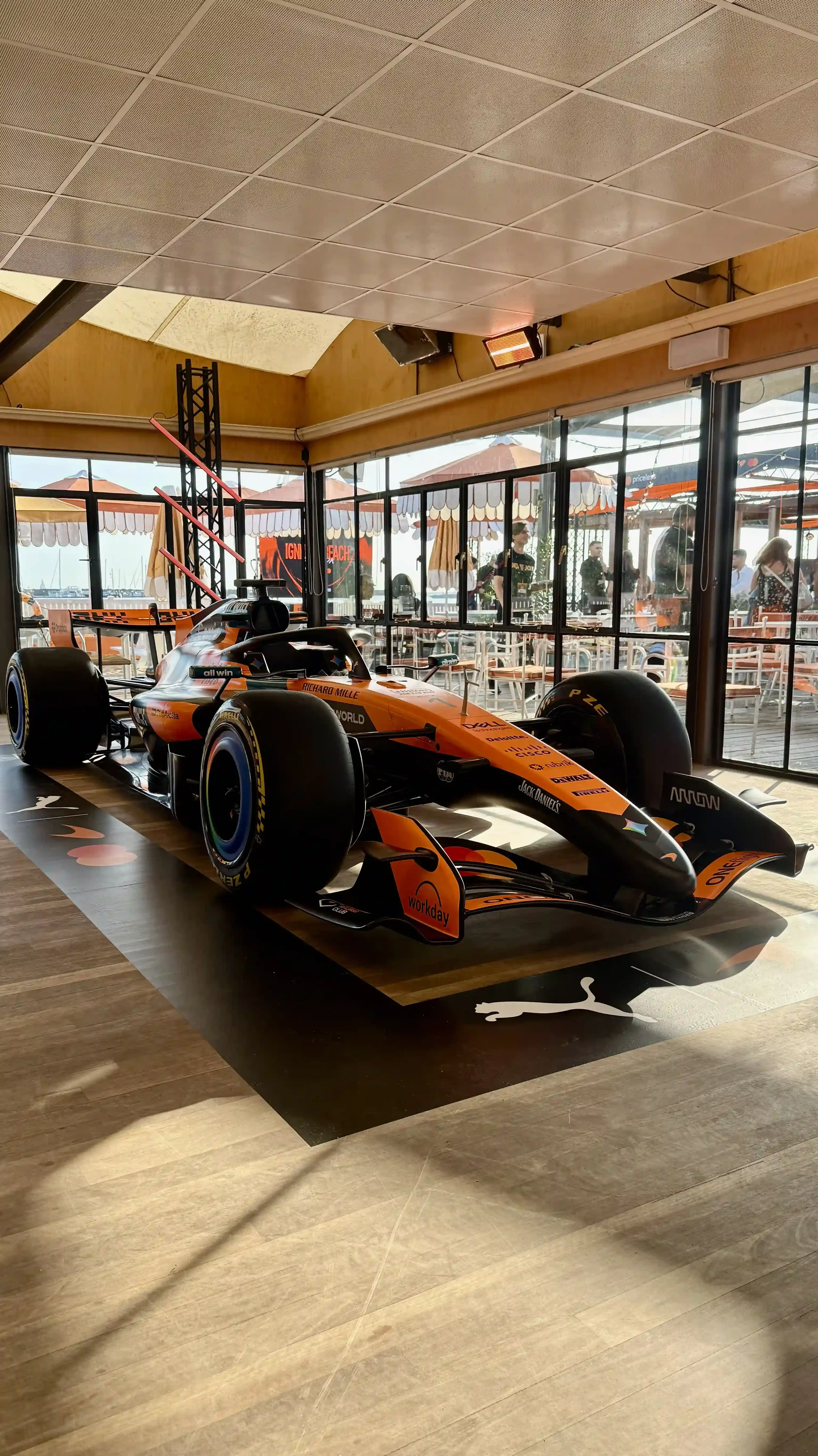 PUMA x McLaren F1 car display at Ignition Beach event