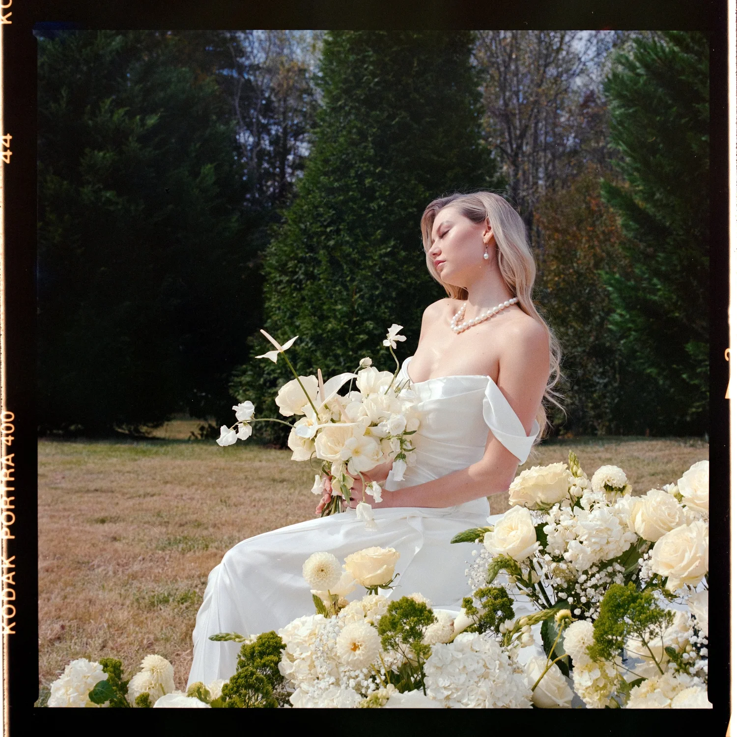 Bridal portrait on film