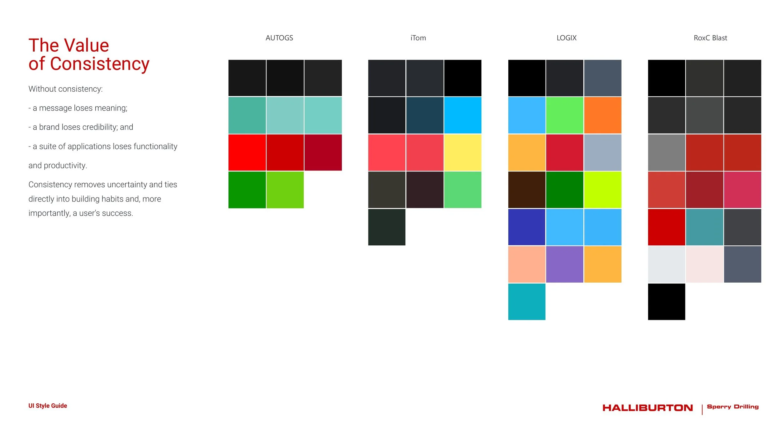 Side-by-side palette comparison across all 4 apps