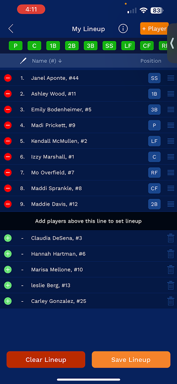 My Lineup Builder