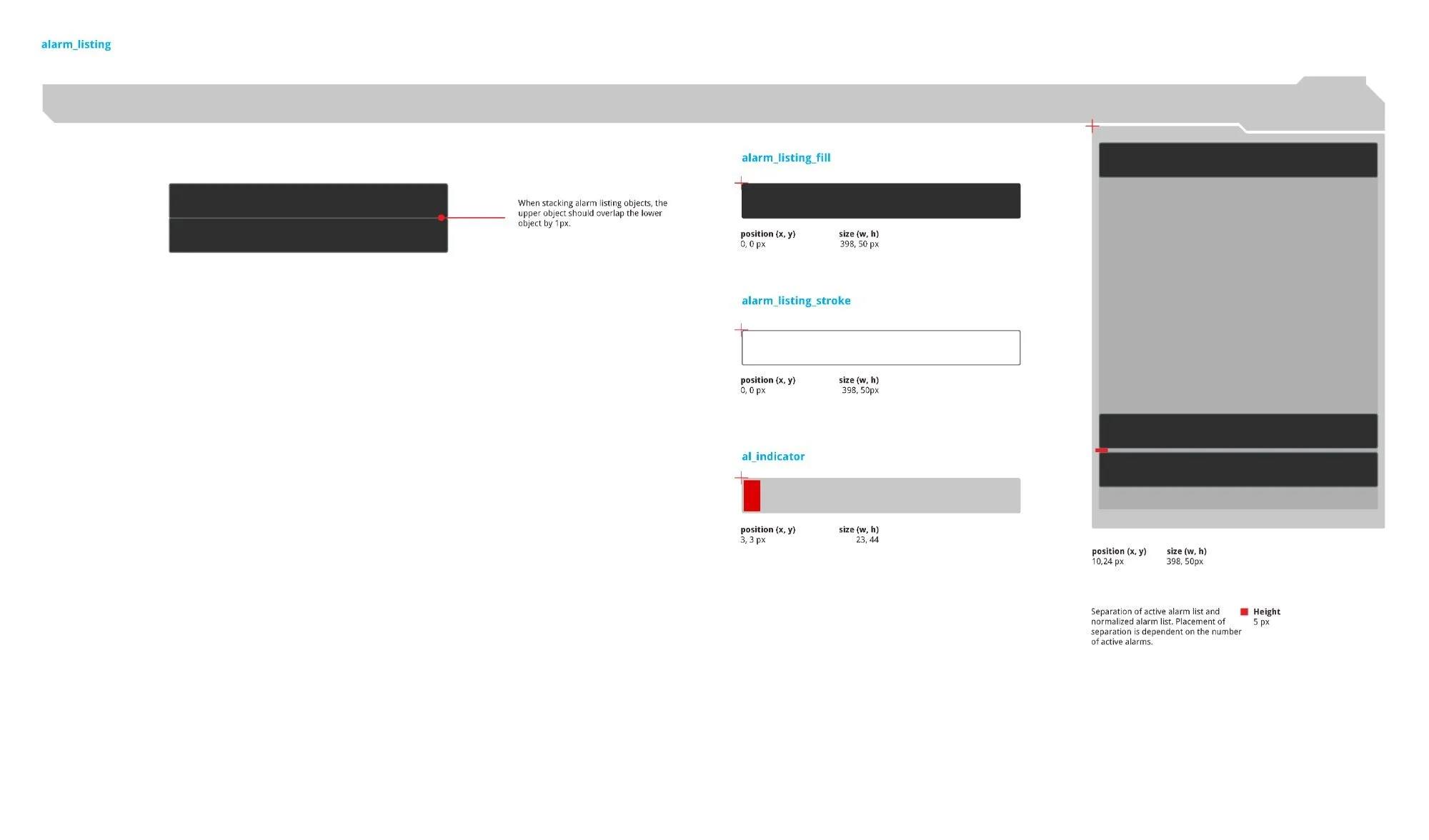 alarm_listing fill, stroke, al_indicator priority strip