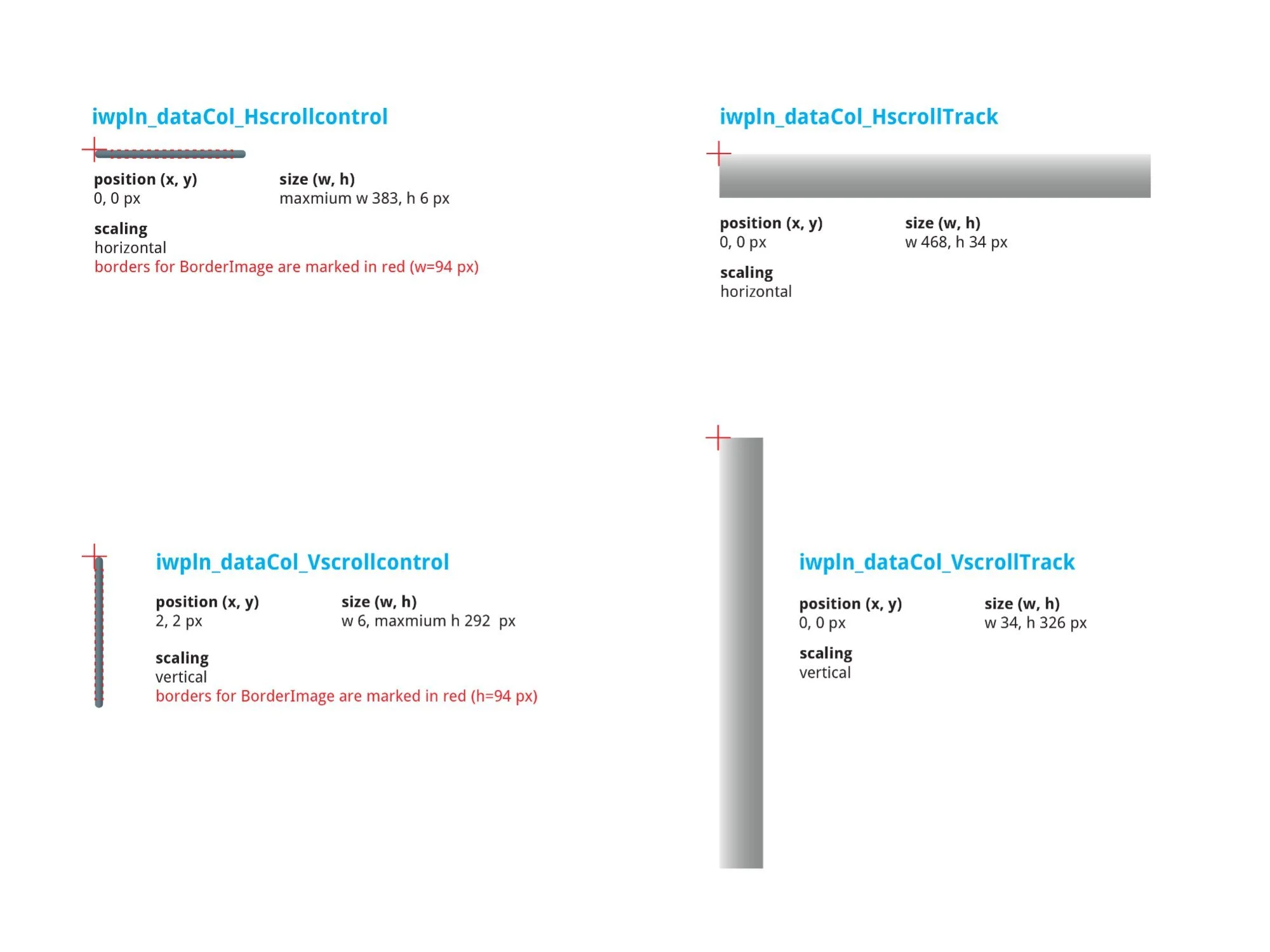 Scroll control SVG specs — H and V controls and tracks