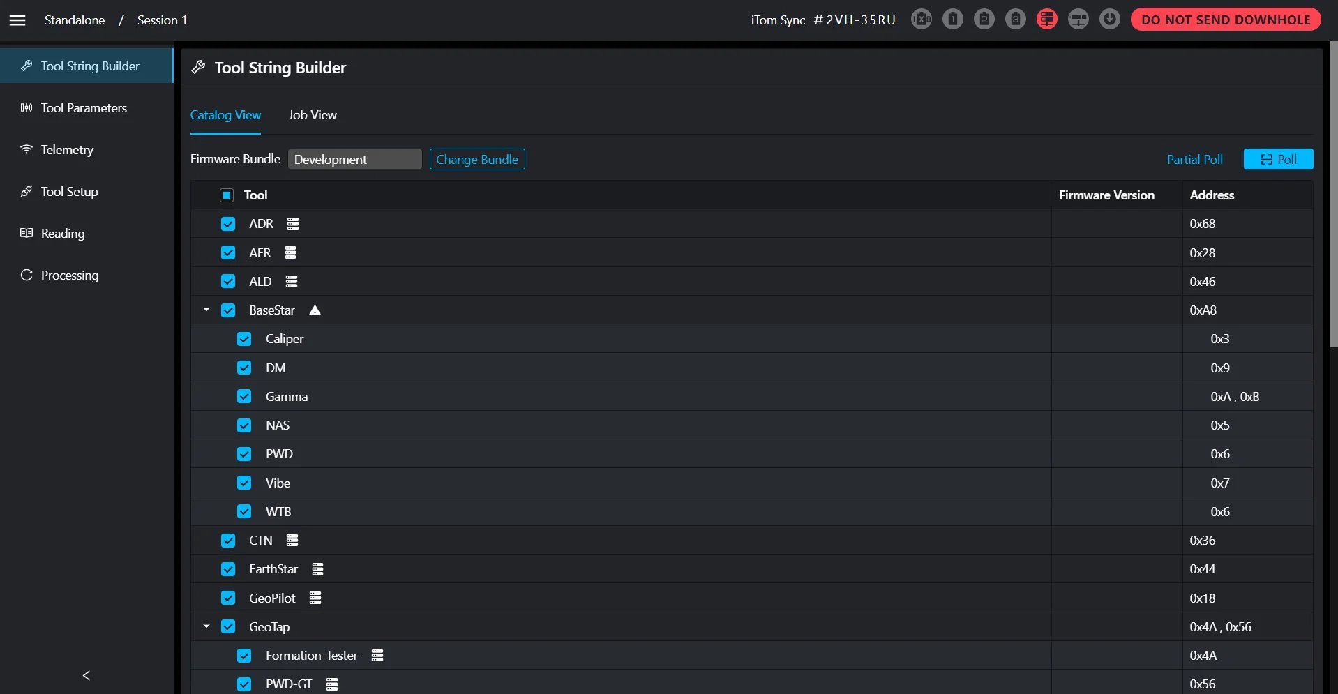 iTom Tool String Builder — Before