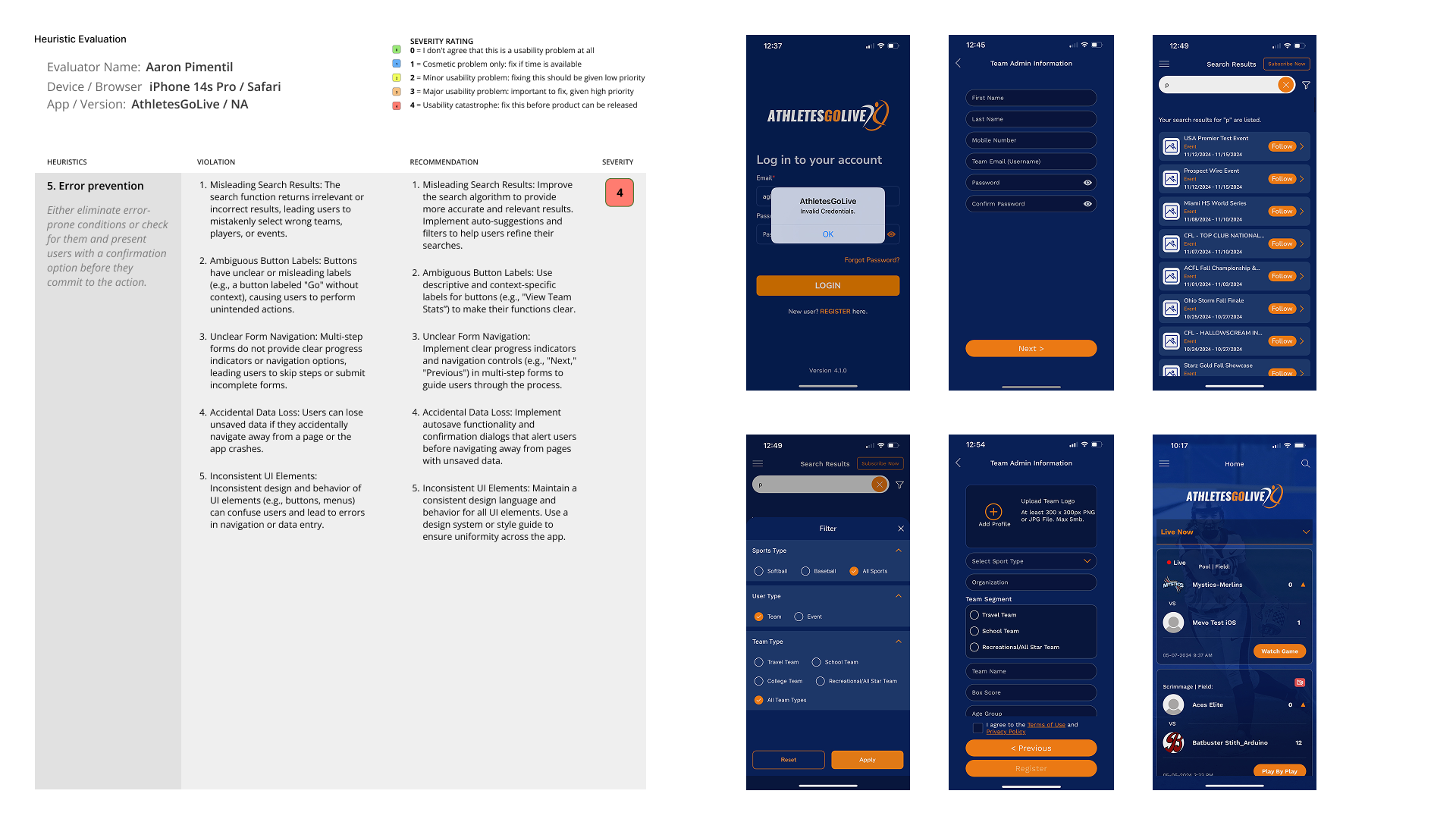 HE Report — Heuristic 5 & 6