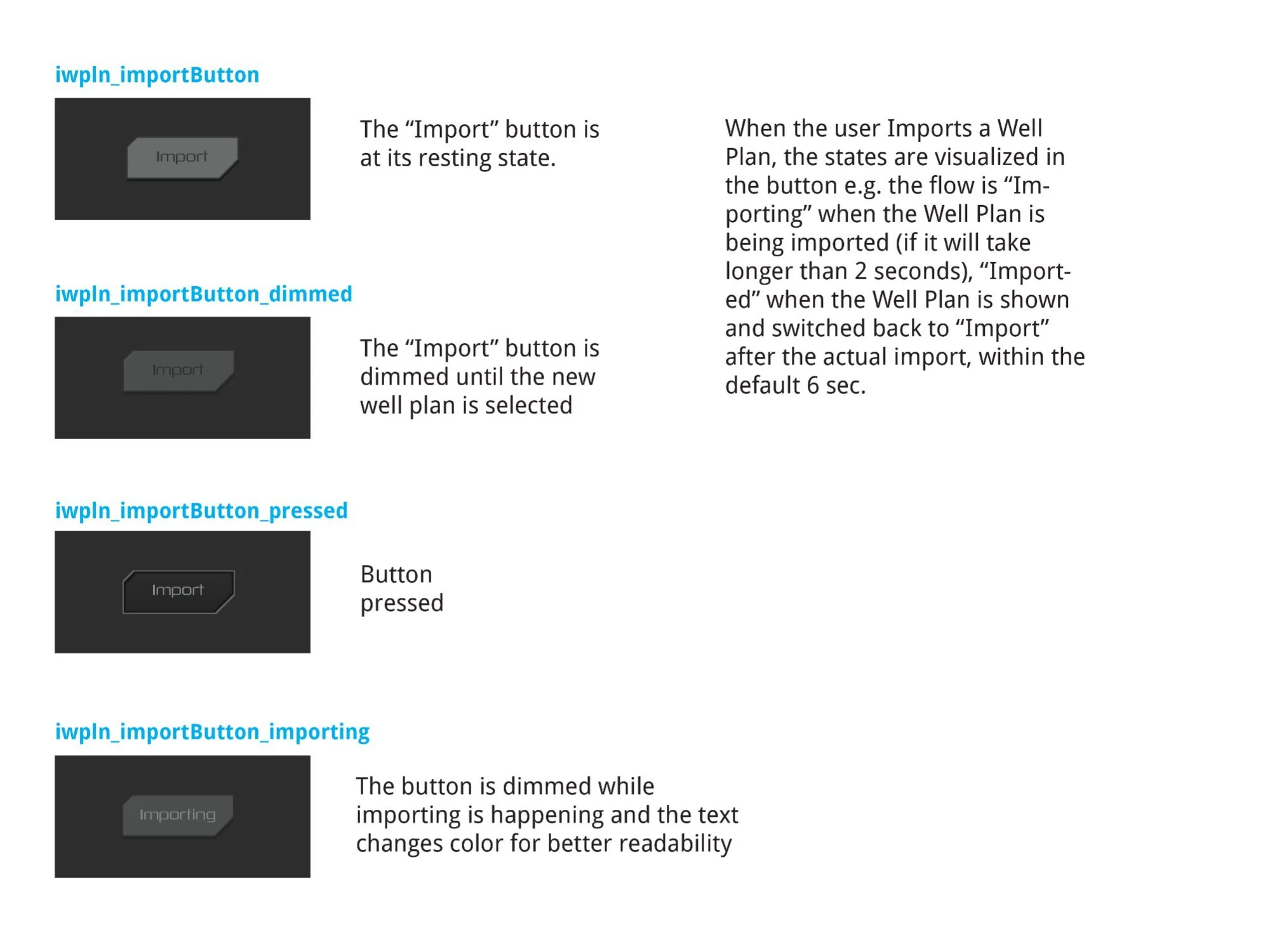 Import button four-state flow
