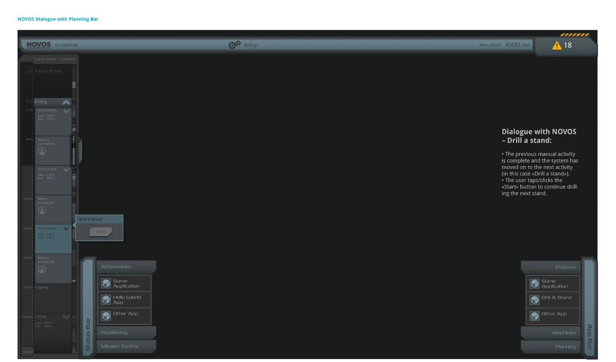 NOVOS Dialogue with Planning Bar — full operational context