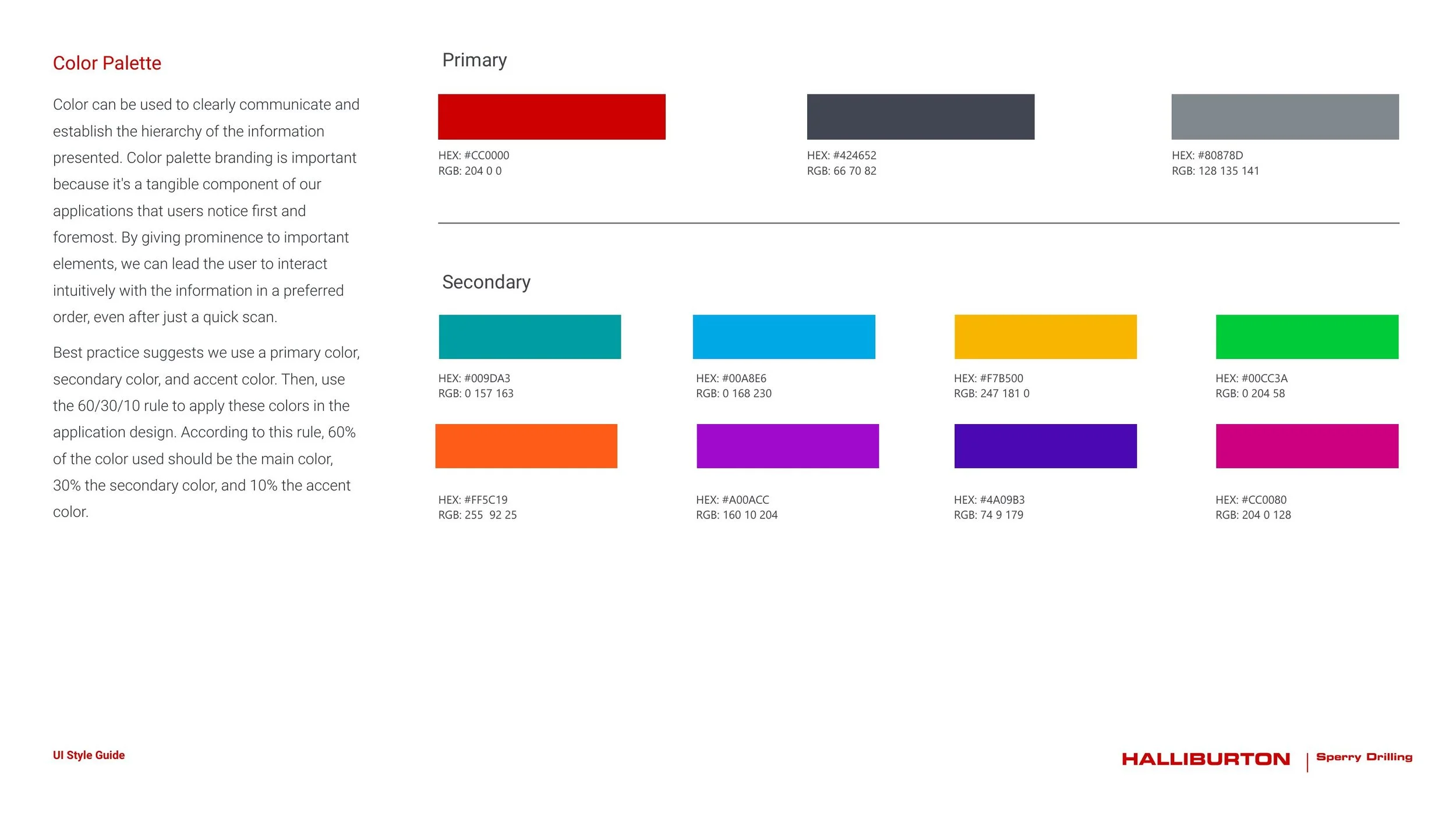 Unified color palette — primary and secondary
