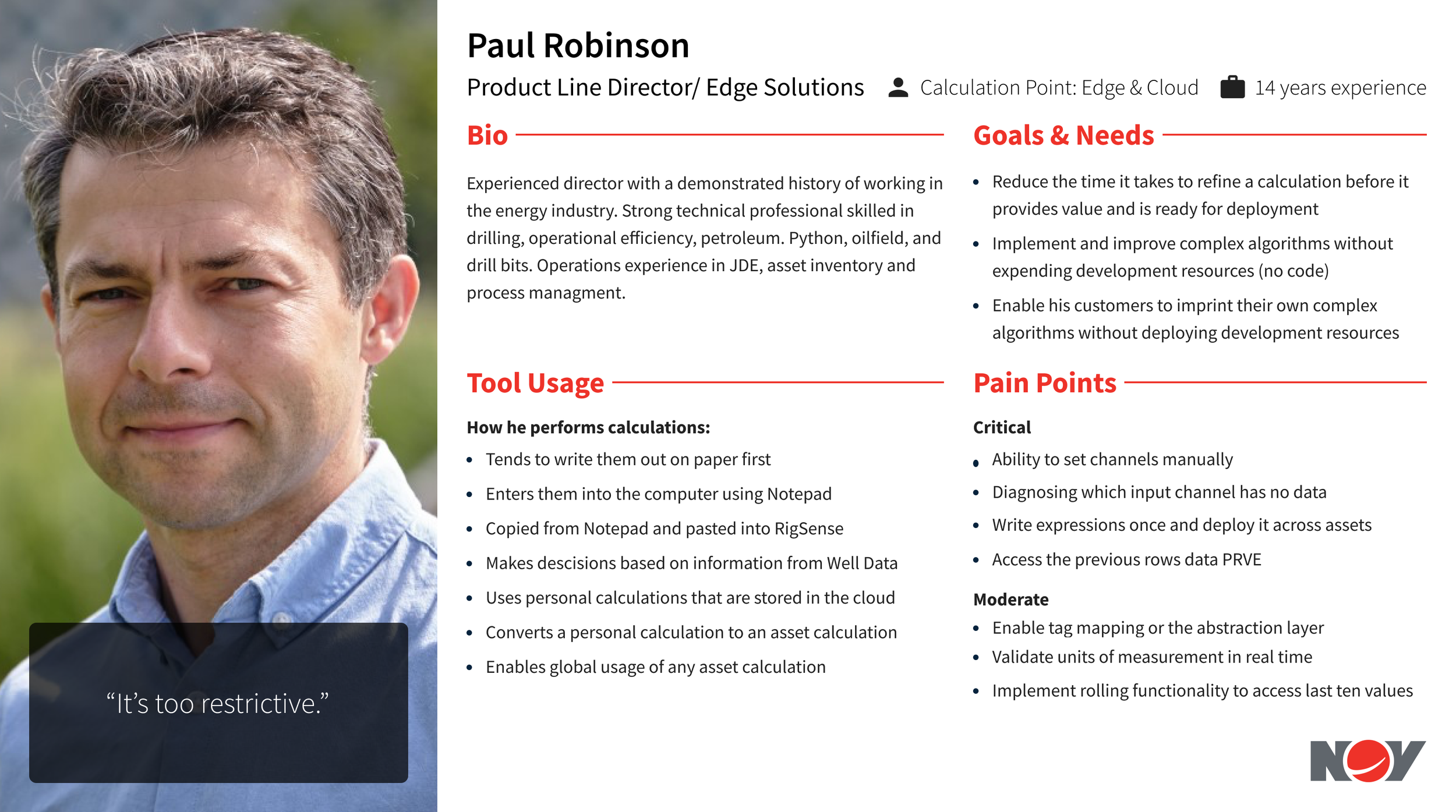 Paul Robinson persona, Product Line Director Edge Solutions