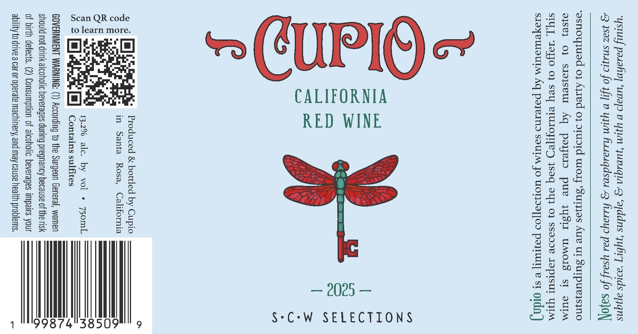 Cupio 2025 Red Wine front label