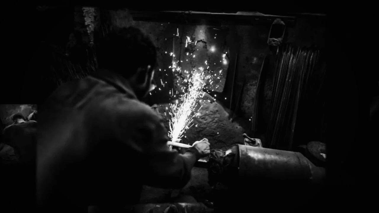 Frame 10 of 14: Grinding at the wheel, sparks