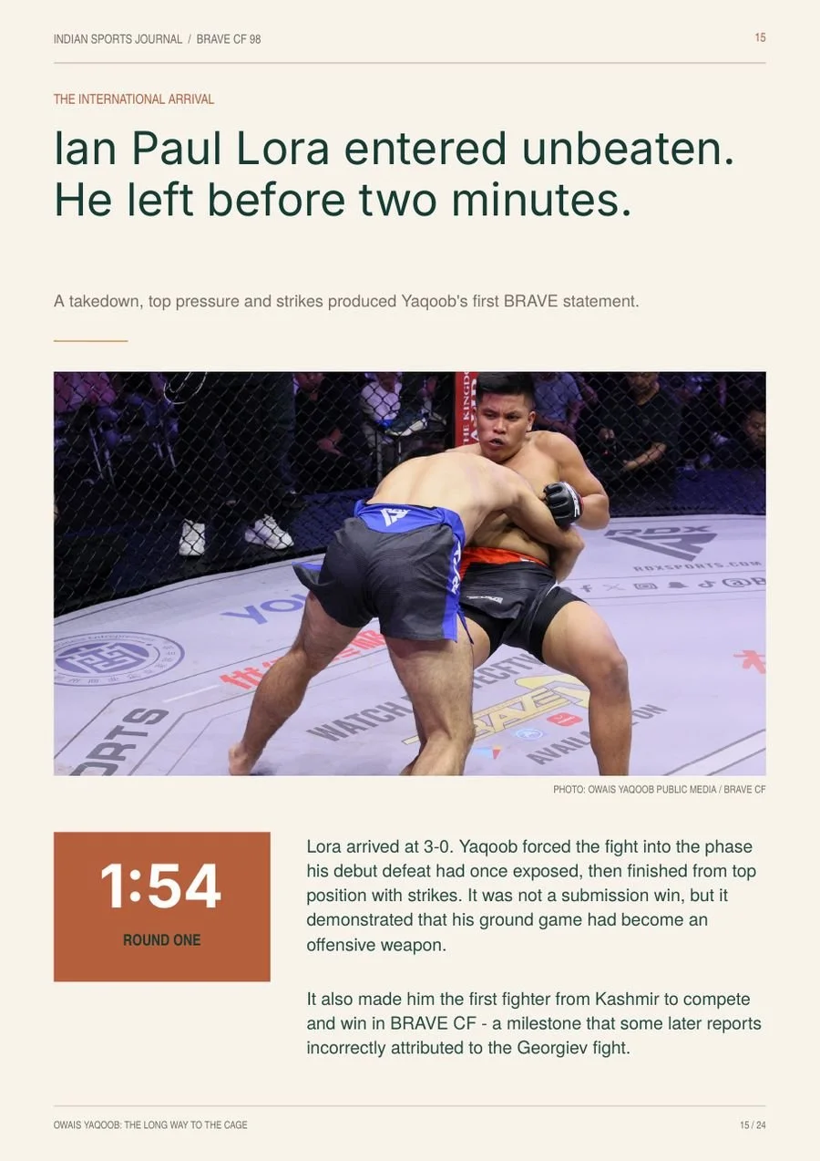 Slide 15 of 24: Ian Paul Lora entered unbeaten. He left before two minutes.