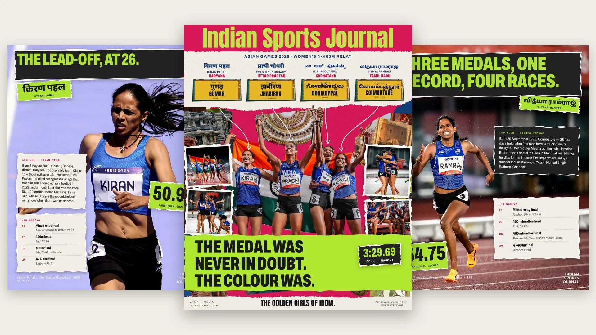 Three slides from ISJ's Asian Games profile of India’s women’s 4x400m relay team