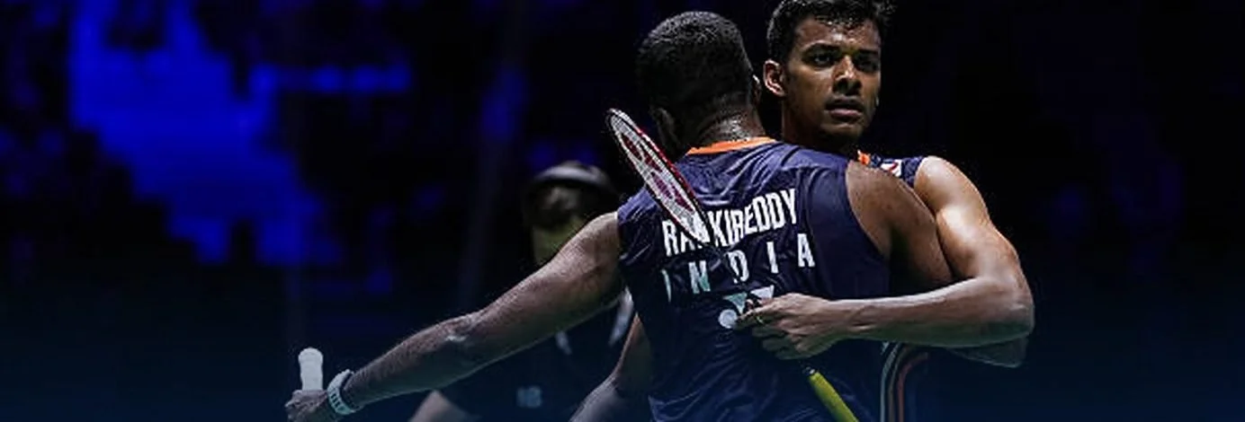Satwik and Chirag embrace on court