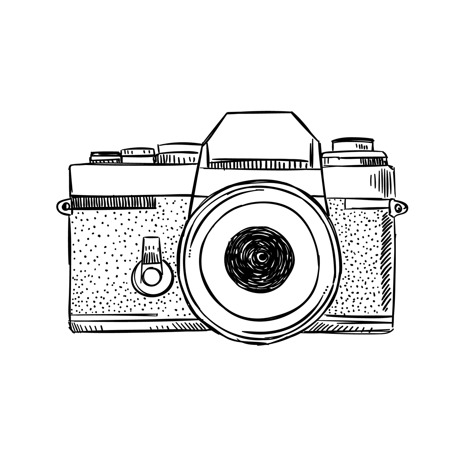 Эскиз фотоаппарата сбоку