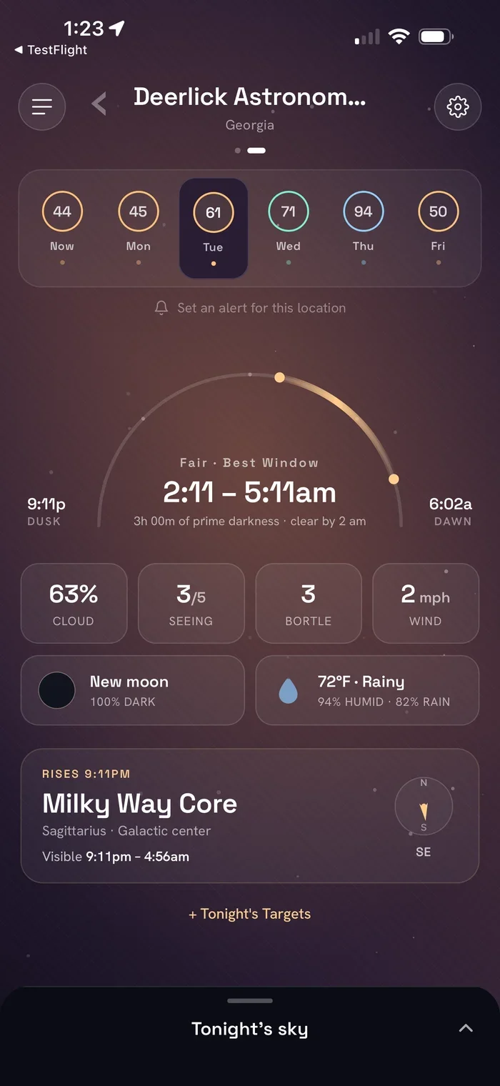 Night detail with per-factor breakdown