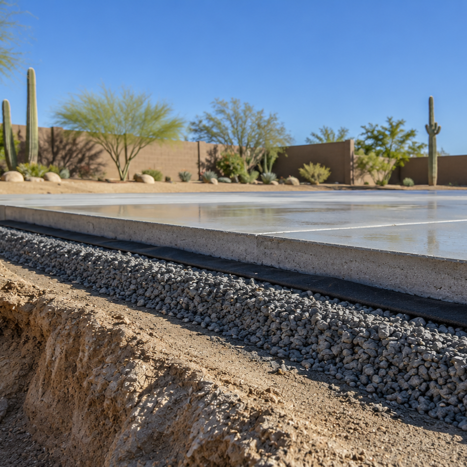 bulldozer grading rocky caliche sub-base for sports court