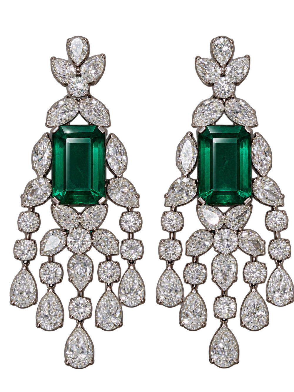 Emerald and diamond chandelier earrings, IMP26-030