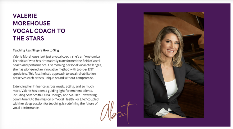 Valerie Morehouse media kit page 4