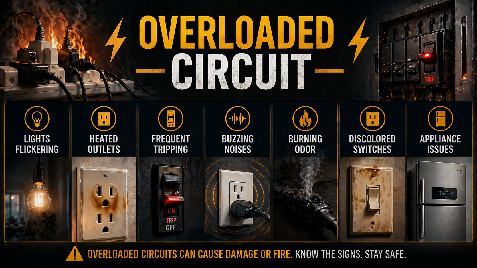 What happens when a circuit is overloaded — warning signs and dangers explained by Kato Electrical Vancouver
